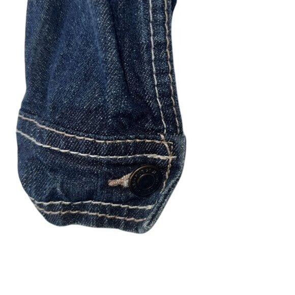 Rue21 Distressed Medium Wash Denim Jacket L/S Rip Torn Style Plaid Lining Size M - Picture 7 of 10